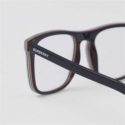 Stripe Detail Square Optical Frames in Black 